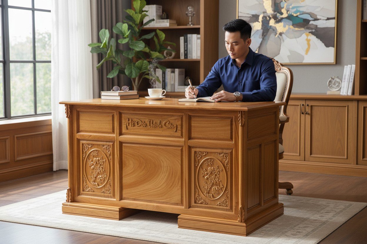 Bàn làm việc giá rẻ gỗ MDF phủ melamine chống nước