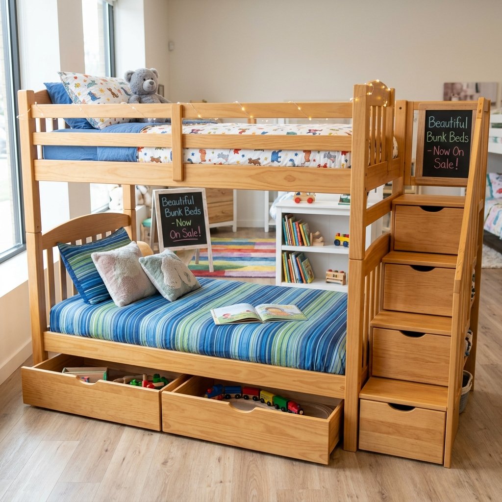 Giường tầng chữ L đa năng phù hợp phòng nhỏ