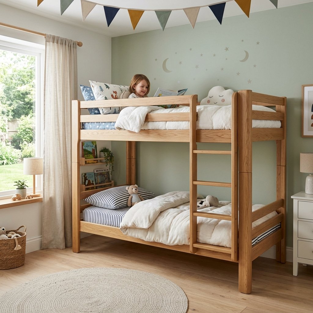 Giường tầng gỗ sồi cao cấp dành cho phòng ngủ trẻ em