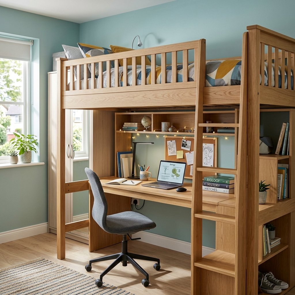 Mẫu giường 2 tầng cho bé trai thiết kế hiện đại năng động