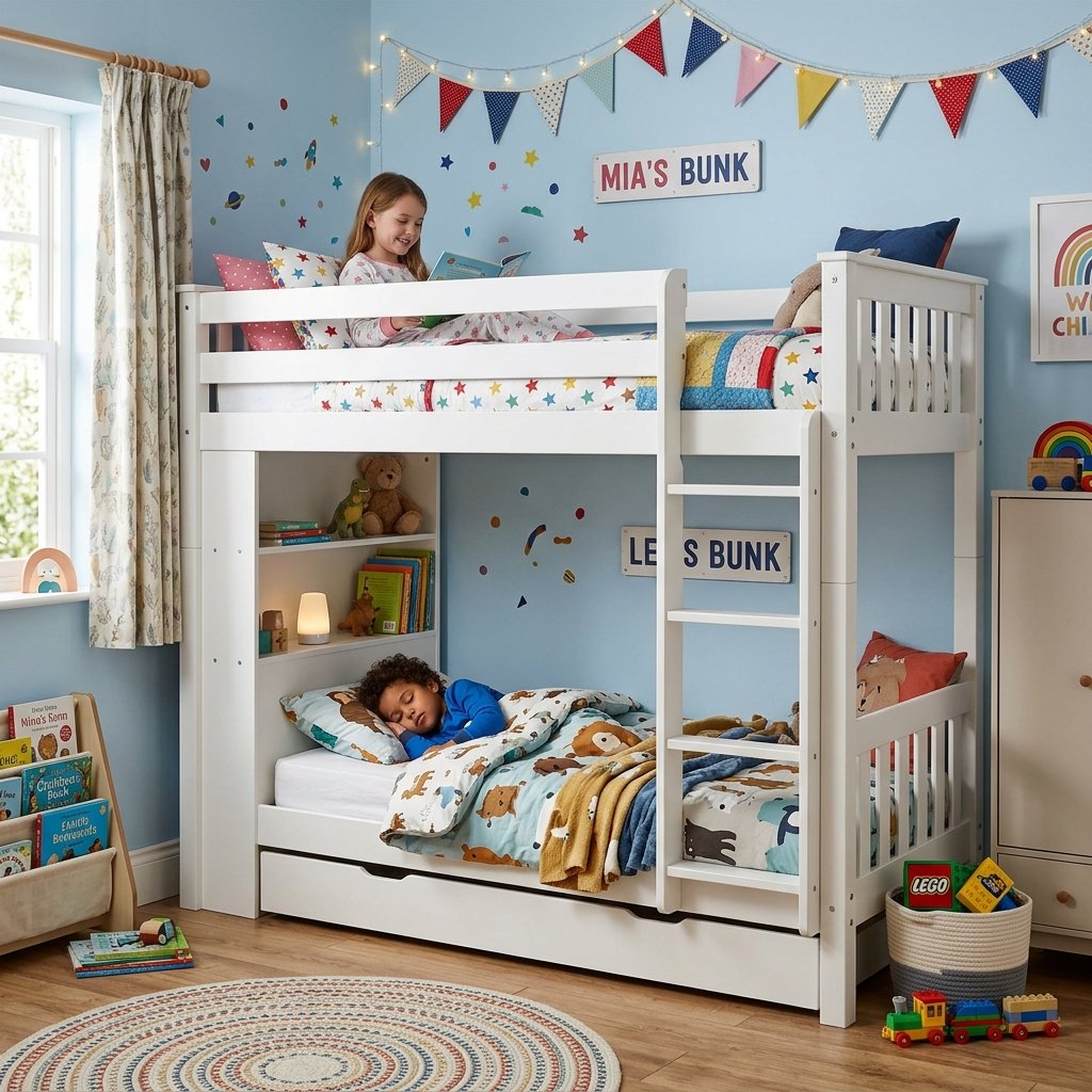 Giường tầng 3 tầng gỗ tự nhiên cho gia đình đông con