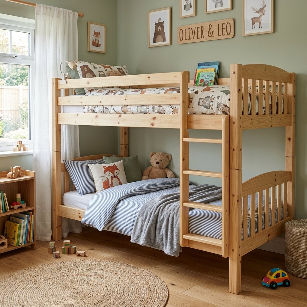 Phòng ngủ trẻ em bố trí giường tầng gỗ công nghiệp đẹp