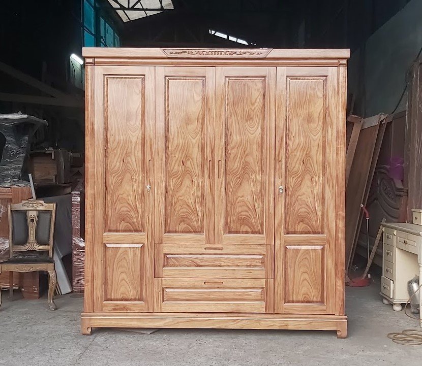 Tủ quần áo gỗ cửa lùa tiết kiệm diện tích phòng ngủ
