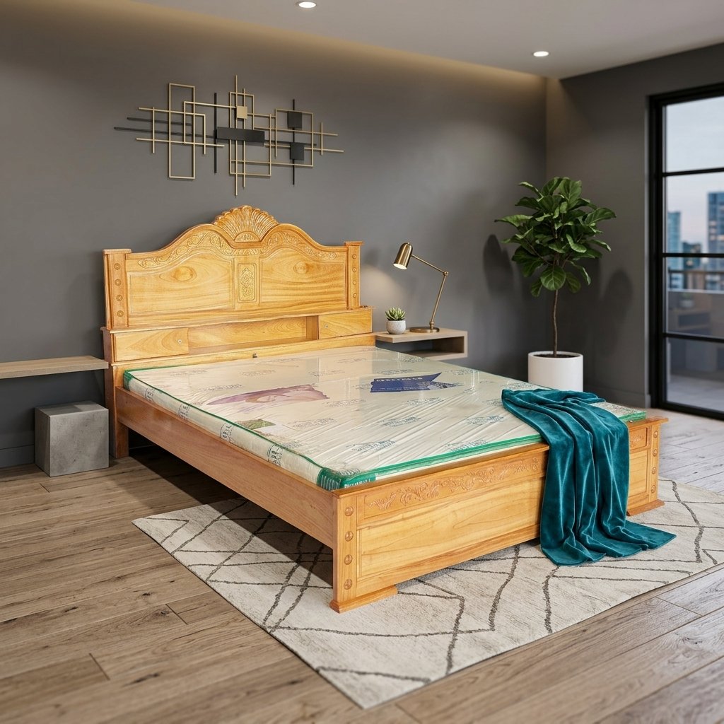 Giường ngủ gỗ sồi hiện đại cho phòng master