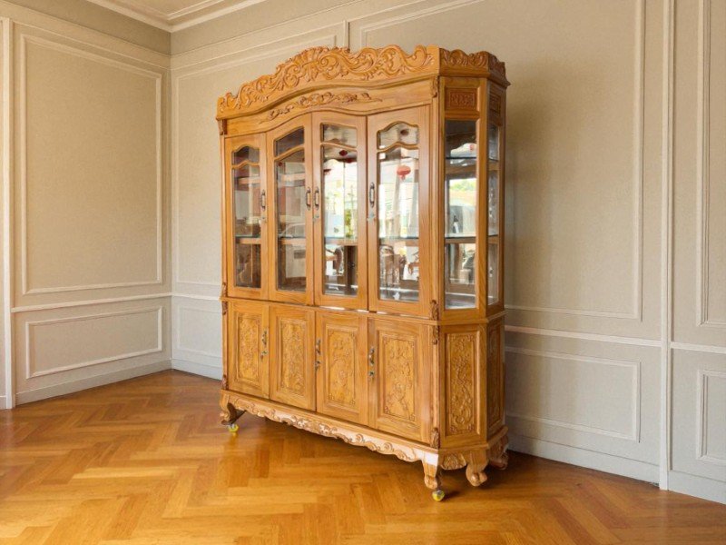 ua tủ rượu gỗ công nghiệp hiện đại tối giản cho căn hộ chung cư nhỏ gọn