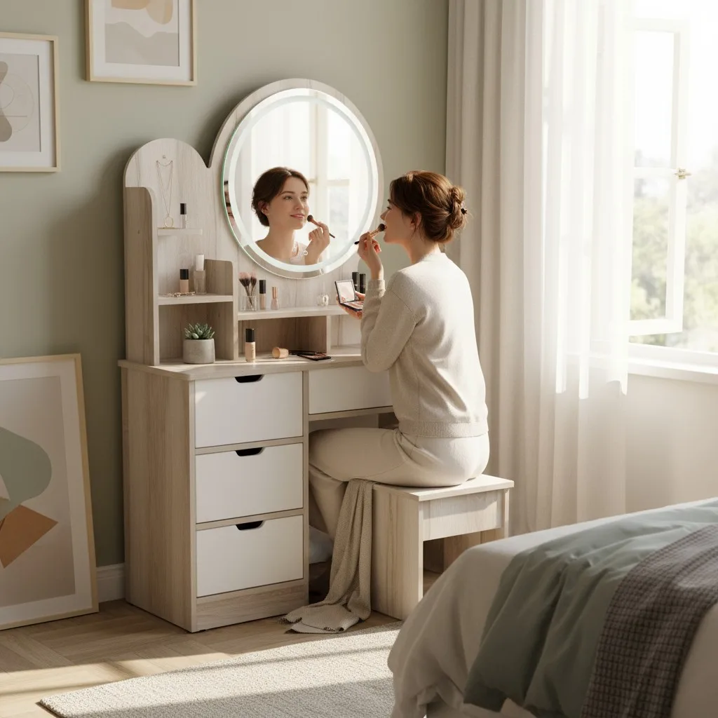 Bán Bàn Trang Điểm - Khám Phá Bộ Sưu Tập Sang Trọng Cho Phòng Ngủ Hiện Đại 27 Bàn phấn thông minh đa năng với nhiều ngăn kéo tiện lợi