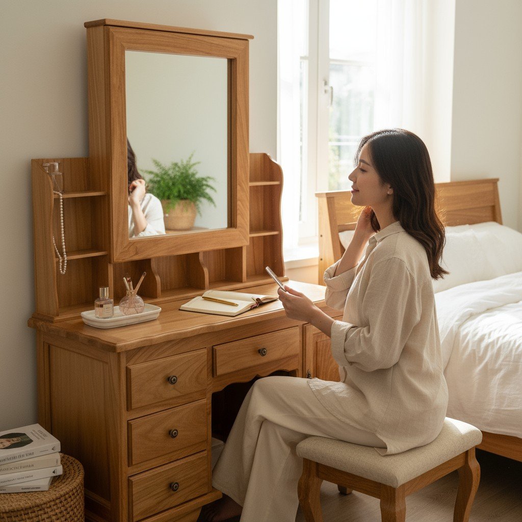 Bàn trang điểm mini nhỏ gọn cho căn hộ chung cư