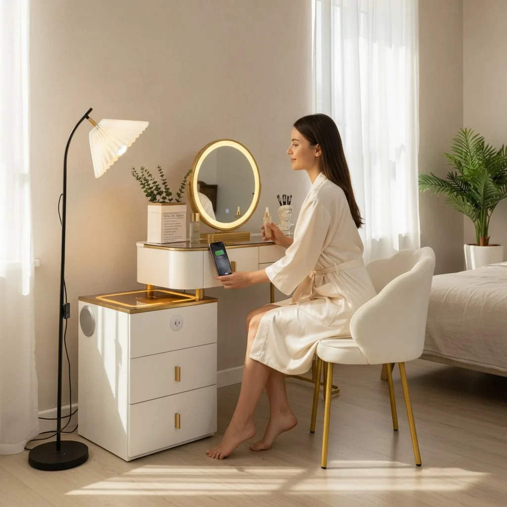 Bán Bàn Trang Điểm - Khám Phá Bộ Sưu Tập Sang Trọng Cho Phòng Ngủ Hiện Đại 24 Bộ bàn trang điểm cao cấp có đèn LED 3 chế độ sáng