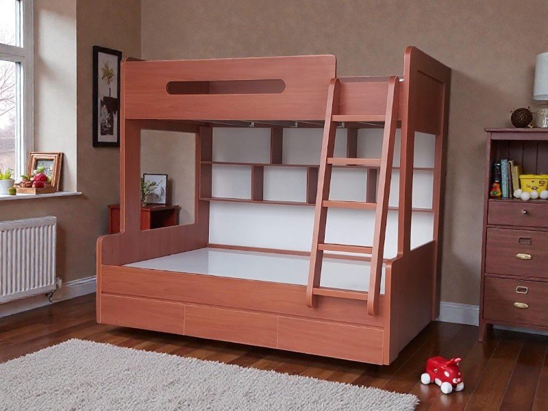 Giường tầng tích hợp bàn học tiết kiệm không gian phòng ngủ trẻ