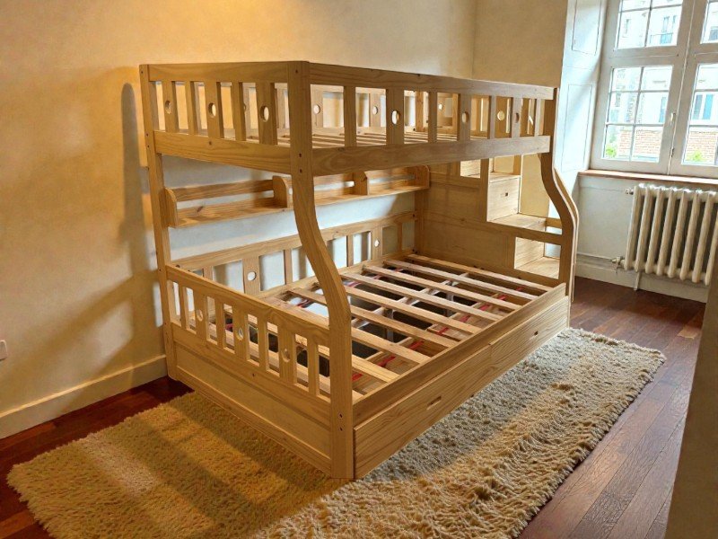 Giường tầng tích hợp bàn học tiết kiệm không gian phòng ngủ trẻ