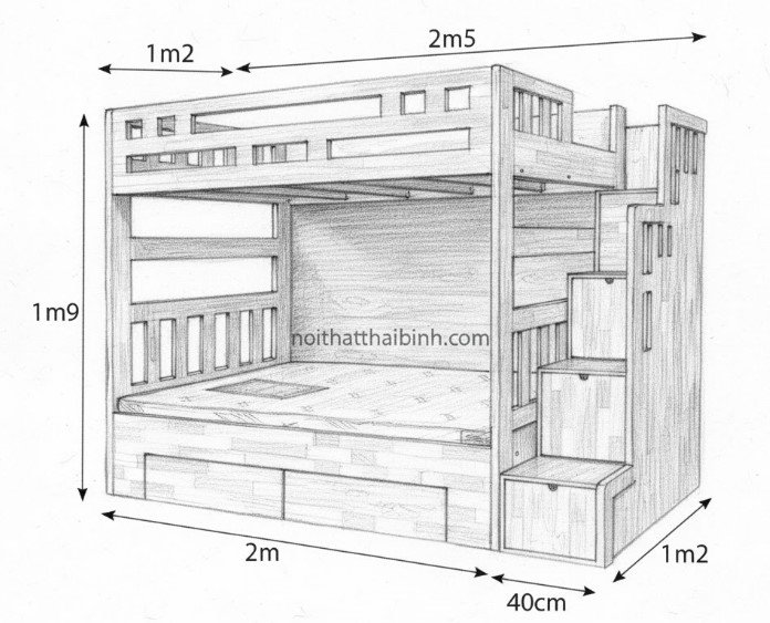 Thiết kế giường tầng trẻ em đẹp