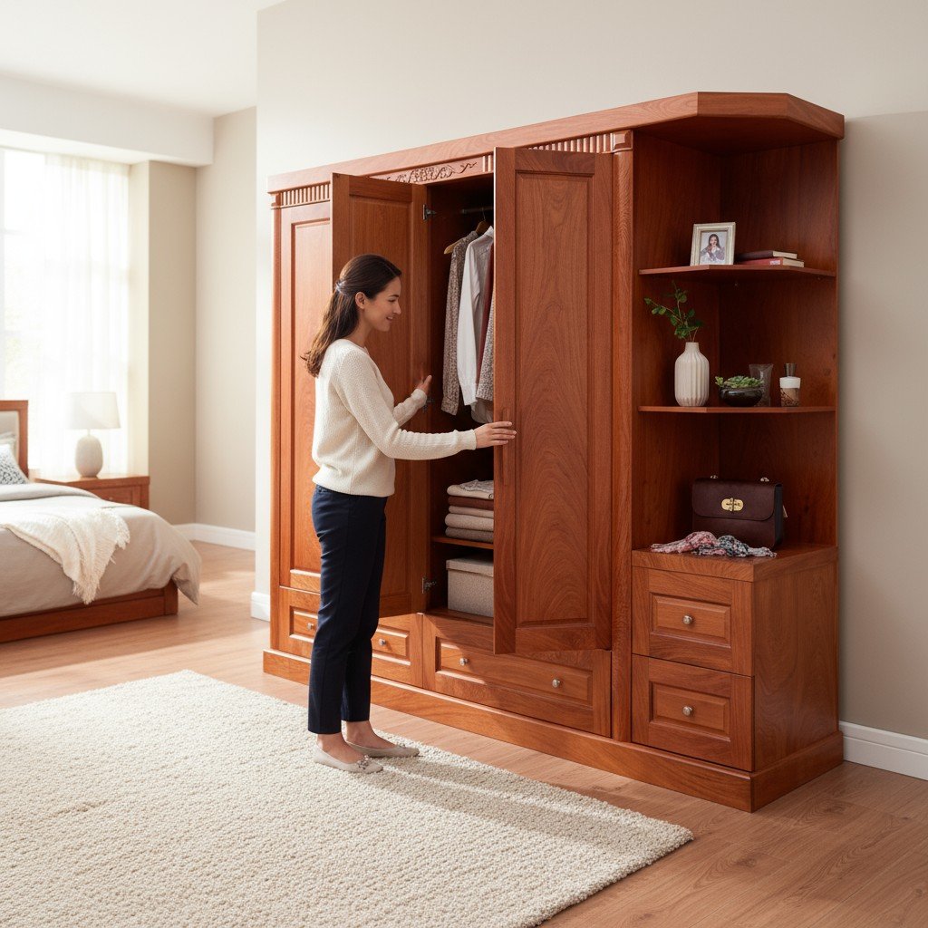 Tủ áo gỗ công nghiệp MDF phủ Melamine bền đẹp giá tốt