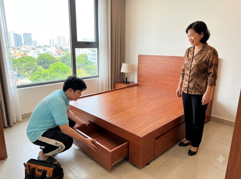 Giường Ngủ 4 Hộc Kéo MS 1439 - Sự Tiện Nghi Tối Ưu Cho Phòng Ngủ 6 Giường ngủ 4 hộc kéo