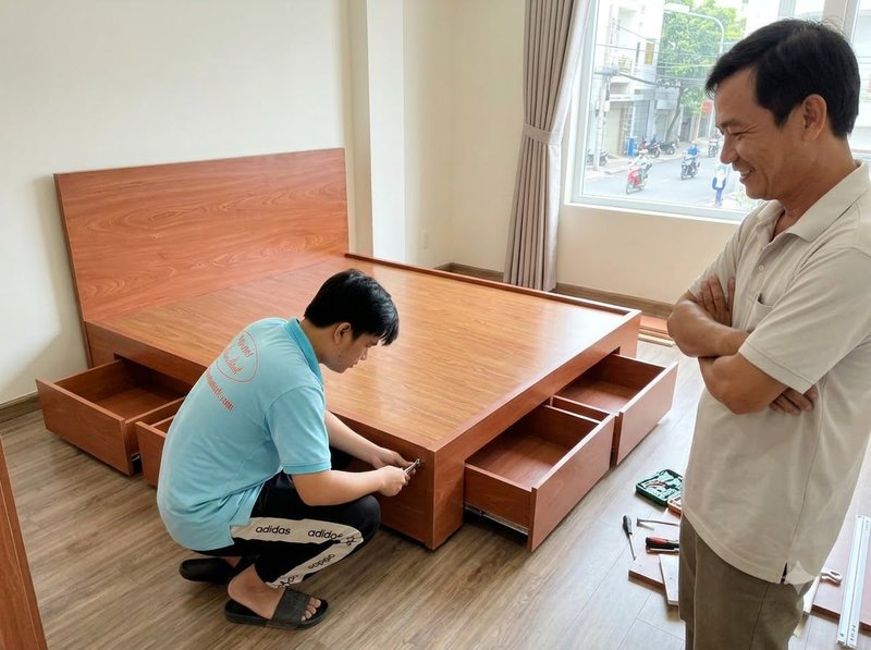 Giường Ngủ 4 Hộc Kéo MS 1439 - Sự Tiện Nghi Tối Ưu Cho Phòng Ngủ 7 giường ngủ 4 hộc kéo gỗ tự nhiên