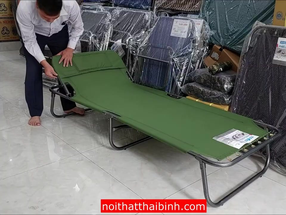 Giường bố nằm vải dù sơn tĩnh điện MS 3162 siêu bền 11