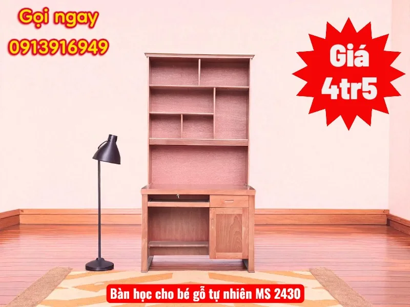 Bàn học cho bé gỗ tự nhiên | MS 2430 | Giá 4tr5 3 Bàn học cho bé gỗ tự nhiên