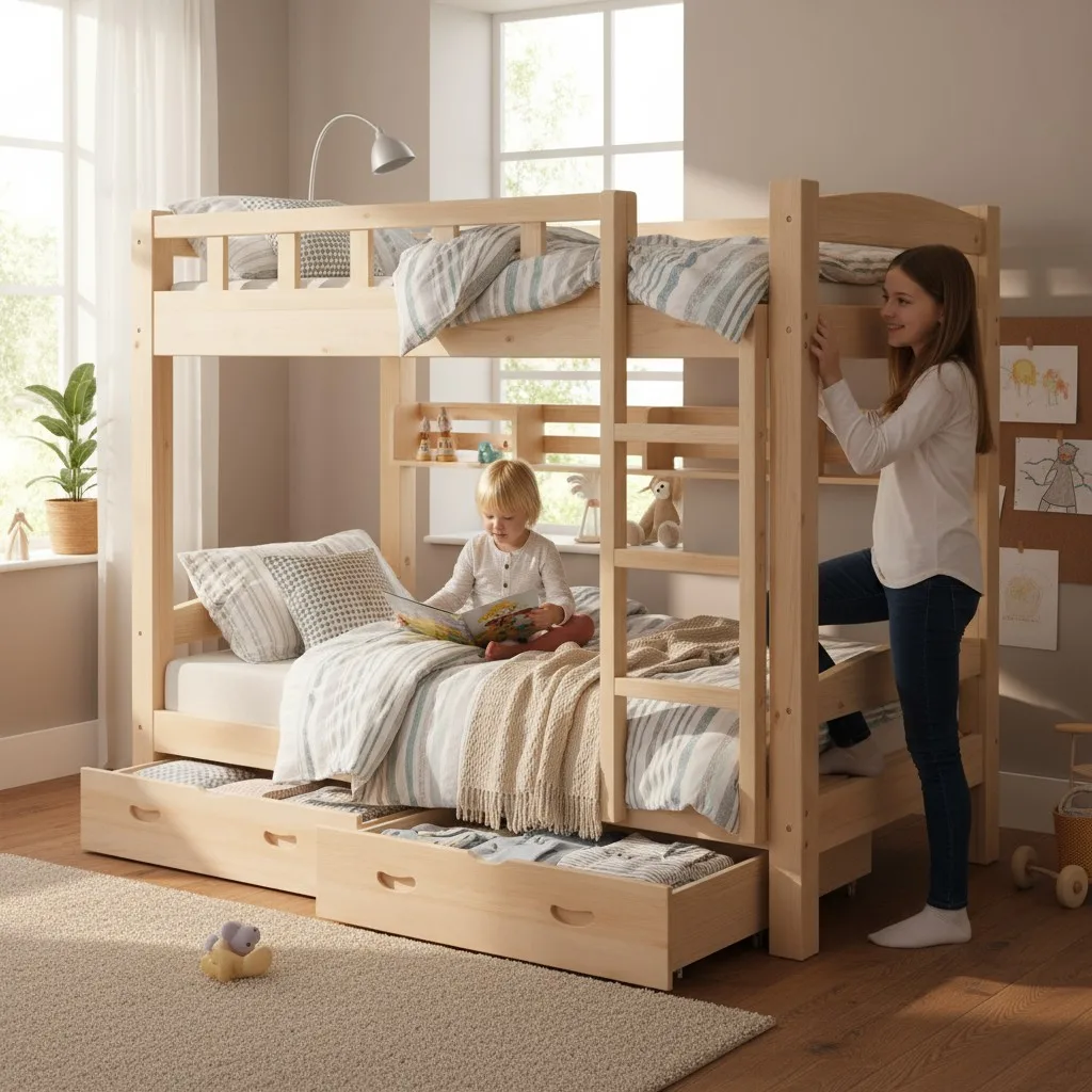 Giường Tầng Cho Bé Trai: Giải Pháp Thông Minh Cho Phòng Ngủ Hiện Đại 25 Giường tầng gỗ tự nhiên cho bé trai với thiết kế xe ô tô đua độc đáo và sáng tạo
