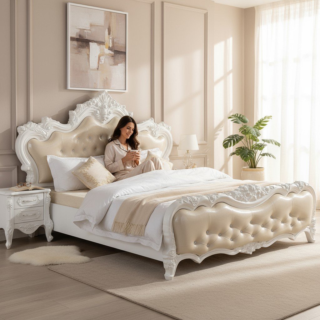 Mẫu giường ngủ gỗ sồi tự nhiên phong cách hiện đại tối giản 2025