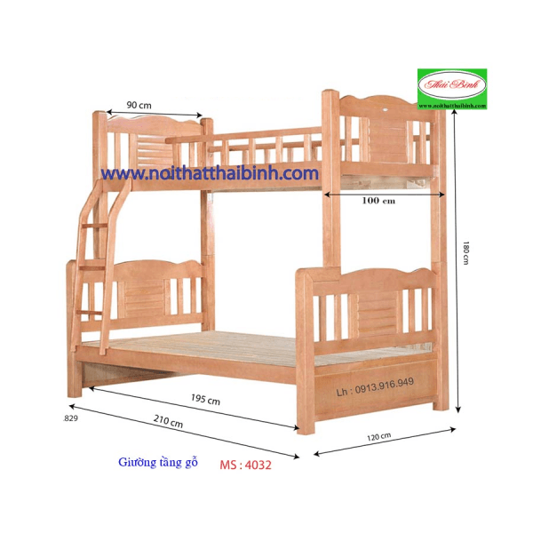 giường tầng trẻ em gỗ sồi