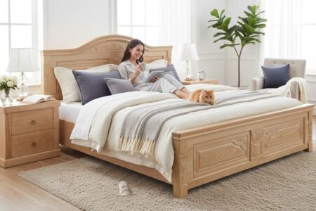 Giường gỗ tự nhiên giá rẻ ở TPHCM bảo hành dài hạn