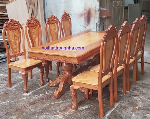 Bộ bàn ăn gỗ căm xe gõ đỏ Bộ bàn ăn gỗ căm xe gõ đỏ