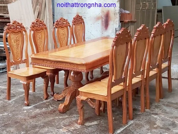 Bộ bàn ăn gỗ căm xe gõ đỏ MS 9943 2 Bộ bàn ăn