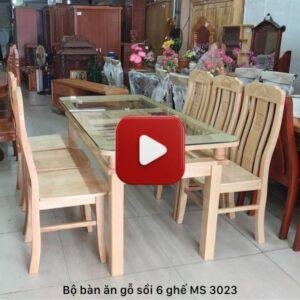 Bộ bàn ăn 6 ghế gỗ sồi tự nhiên