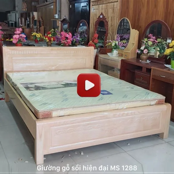 Video giường gỗ sồi nga 1m6 MS 1228 1 Giường gỗ sồi nga 1m6