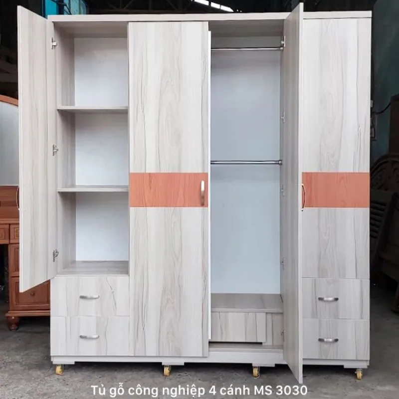 Tủ gỗ công nghiệp 4 cánh Tủ gỗ công nghiệp 4 cánh