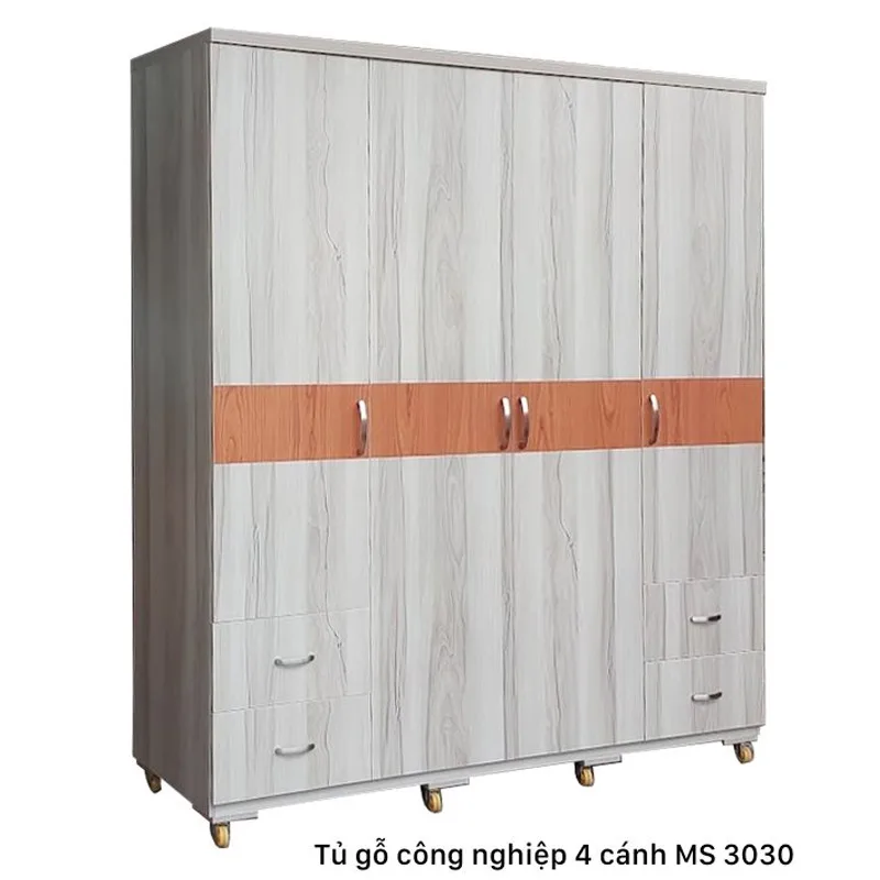 Tủ gỗ công nghiệp 4 cánh Tủ gỗ công nghiệp 4 cánh