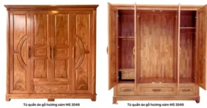 Tủ Áo Gỗ Hương Xám 4 Cánh Sự Kết Hợp Hoàn Hảo Giữa Đẳng Cấp và Chất Lượng