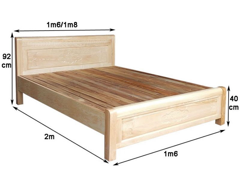 Kích thước giường gỗ sồi hiện đại