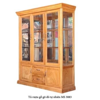 Tủ rượu gỗ gõ đỏ tự nhiên