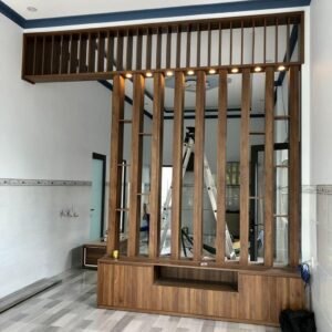 Tư vấn thiết kế kệ tivi và vách ngăn phòng khách đẹp mắt