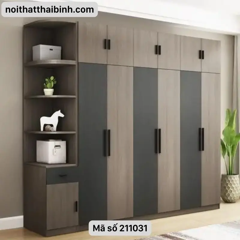 Mẫu tủ quần áo gỗ tự nhiên 4 cánh
