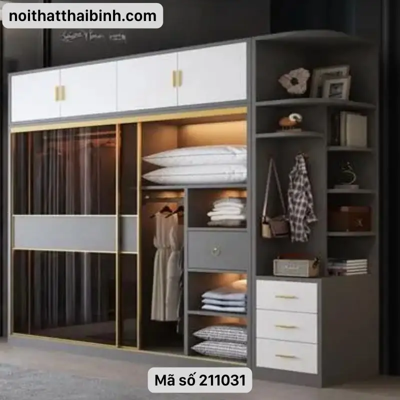 Mẫu tủ quần áo gỗ tự nhiên 4 cánh