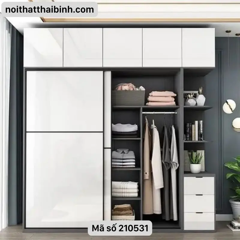 Mẫu tủ quần áo gỗ tự nhiên 4 cánh