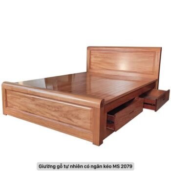 Giường gỗ tự nhiên có ngăn kéo MS 2079