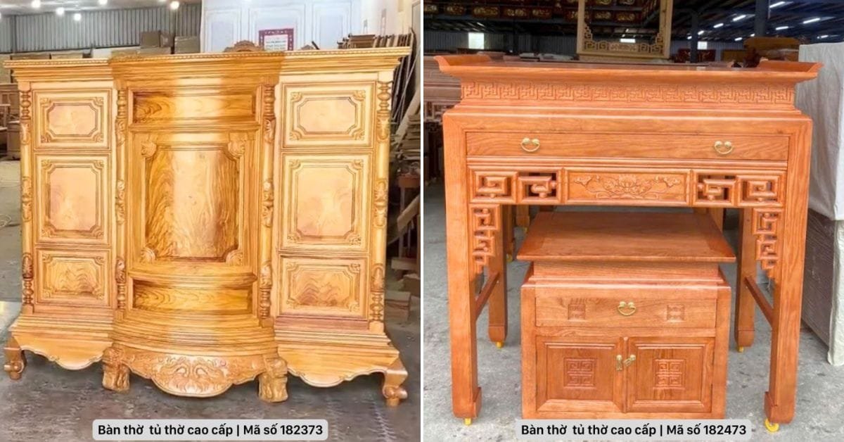 Bàn thờ 2 tầng gỗ tự nhiên, thiết kế sang trọng cho mọi nhà 1 Bàn thờ 2 tầng