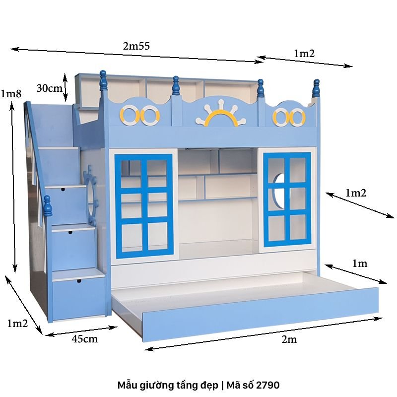 Kích thước mẫu giường tầng đẹp hình ngôi nhà
