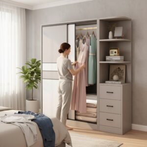 Tủ gỗ đựng quần áo 4 cánh thiết kế hiện đại cho phòng ngủ sang trọng