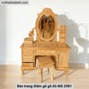 Bàn trang điểm bằng gỗ gõ đỏ tự nhiên MS 2981 9 Ban trang diem bang go go do tu nhien MS 2981