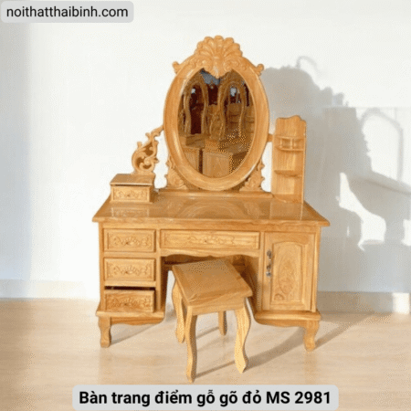 Bàn trang điểm bằng gỗ gõ đỏ tự nhiên MS 2981 9 Bàn trang điểm bằng gỗ gõ đỏ tự nhiên MS 2981