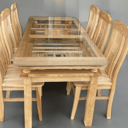 Bộ bàn ăn 6 ghế gỗ tự nhiên MS 3095