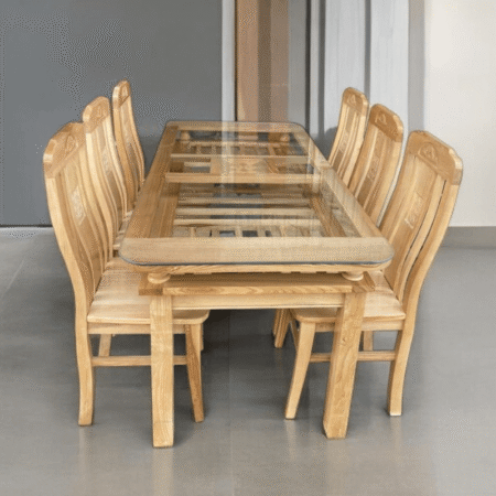 Bộ bàn ăn 6 ghế gỗ tự nhiên MS 3095