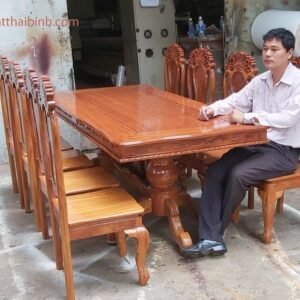 Bộ bàn ăn gõ đỏ 8 ghế MS 9869
