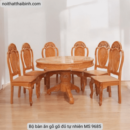 Bộ bàn ăn gỗ gõ đỏ tự nhiên MS 9685 12 Bộ bàn ăn gỗ gõ đỏ tự nhiên MS 9685