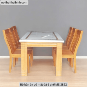 Bộ bàn ăn gỗ mặt đá 6 ghế MS 2822