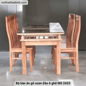 Bộ bàn ăn gỗ xoan đào 6 ghế MS 2433 11 Bo ban an go xoan dao 6 ghe MS 2433 10