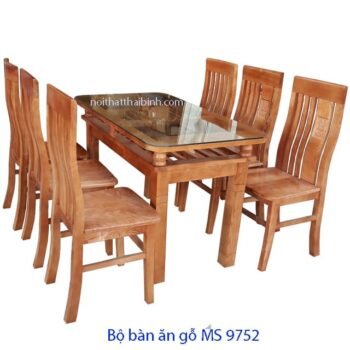 Bộ bàn ăn gỗ xoan đào MS 9752 Giá bộ = 10.500.000 - Tặng kính bàn 8 ly